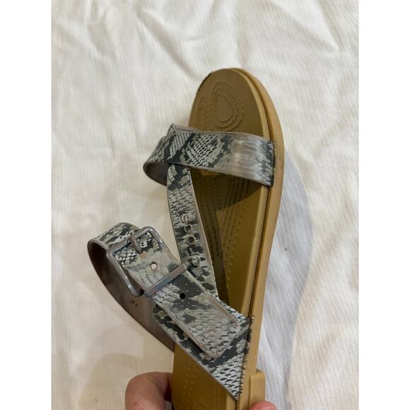 Crocs Iconic Tulum Toe Post Womens Size 9 Sandals Snake Print Open Toe Slides - Picture 8 of 13